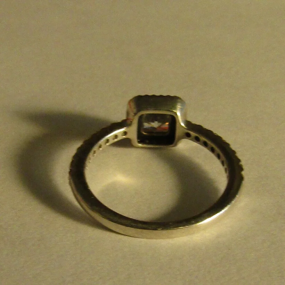 Quality PANDORA Sparking White Stone Ring S925 ALE Sterling Silver Size 7